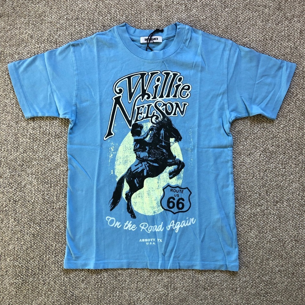 NWT Daydreamer Willie Nelson Route 66 Weekend Tee XS Blue - Picture 2 of 8